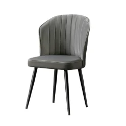 Chaise en velours gris - dossier enveloppant ROSARIO (Lot de 2)