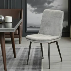 Chaise en velours gris à double coussinage (lot de 2) OKA