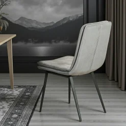 Chaise en velours gris à double coussinage (lot de 2) OKA