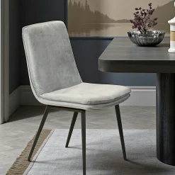 Chaise en velours gris à double coussinage (lot de 2) OKA