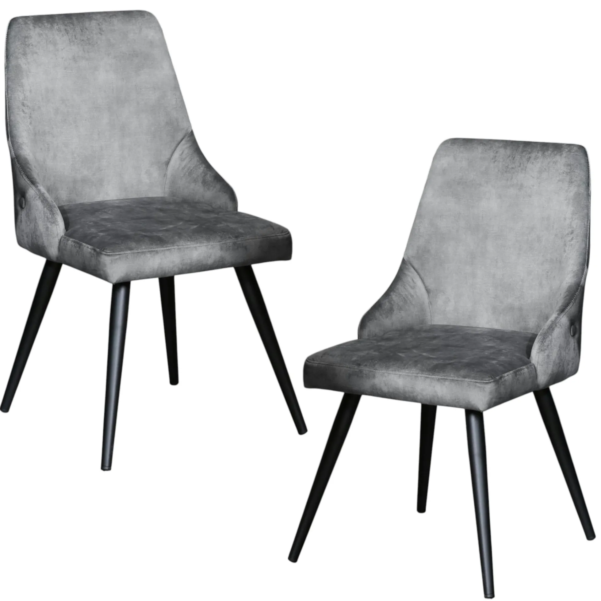 Chaise en velours gris (lot de 2) MALMOE