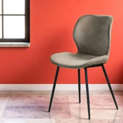 Chaise en velours gris style moderne (lot de 2) MELBOURNE