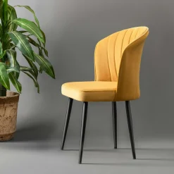 Chaise en velours jaune - dossier enveloppant ROSARIO t de 2)
