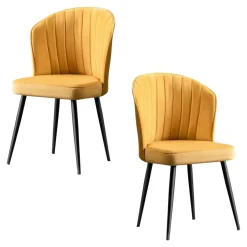 Chaise en velours jaune - dossier enveloppant ROSARIO t de 2)
