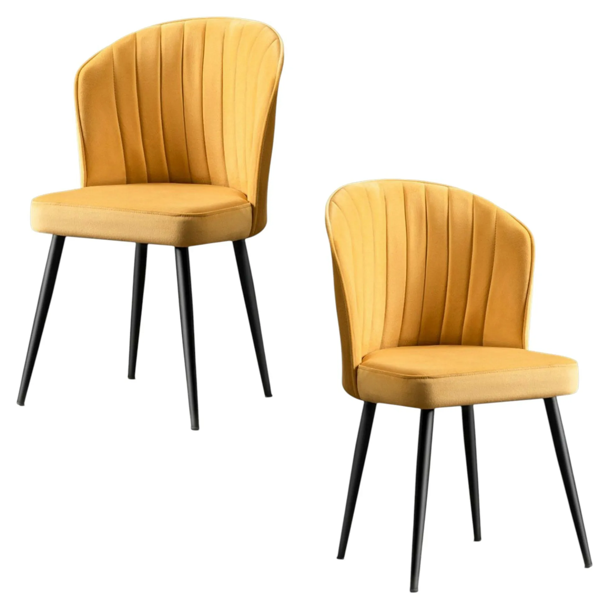 Chaise en velours jaune - dossier enveloppant ROSARIO t de 2)