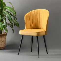 Chaise en velours jaune - dossier enveloppant ROSARIO t de 2)