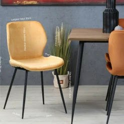 Chaise en velours jaune style moderne (lot de 2) MELBOURNE