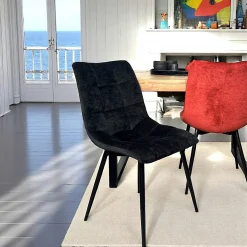 Chaise en velours noir motif damier (lot de 2) PALERME
