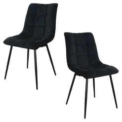 Chaise en velours noir motif damier (lot de 2) PALERME