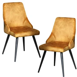 Chaise en velours ocre (lot de 2) MALMOE