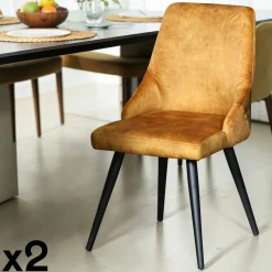 Chaise en velours ocre (lot de 2) MALMOE