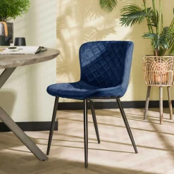 Chaise en velours piqué bleu (lot de 2) MELBOURNE