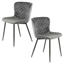 Chaise en velours piqué gris (lot de 2) MELBOURNE