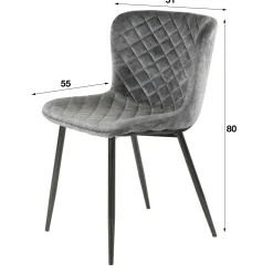 Chaise en velours piqué gris (lot de 2) MELBOURNE