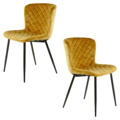 Chaise en velours piqué moutarde (lot de 2) MELBOURNE