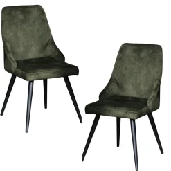Chaise en velours vert kaki (lot de 2) MALMOE