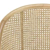 Chaise exotique dossier rond cannage assise tissu blanc TIM
