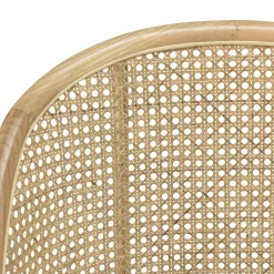 Chaise exotique dossier rond cannage assise tissu blanc TIM