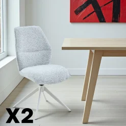 Chaise gris clair chiné pivotante (lot de 2) CORTINA