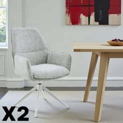Chaise gris clair chiné pivotante à accoudoirs (lot de 2) CORTINA