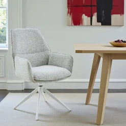 Chaise gris clair chiné pivotante à accoudoirs (lot de 2) CORTINA
