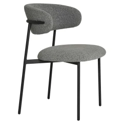 Chaise gris clair en bouclette avec dossier arrondi (lot de 2) MONTREUX