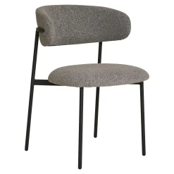 Chaise gris clair en bouclette avec dossier arrondi (lot de 2) MONTREUX