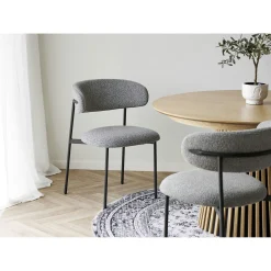 Chaise gris clair en bouclette avec dossier arrondi (lot de 2) MONTREUX
