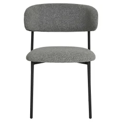 Chaise gris clair en bouclette avec dossier arrondi (lot de 2) MONTREUX