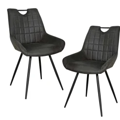 Chaise grise effet vieilli à poignée intégrée (lot de 2) MALMOE