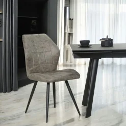 Chaise grise motif damier, (lot de 2) LOMBARDIE