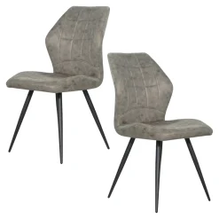 Chaise grise motif damier, (lot de 2) LOMBARDIE