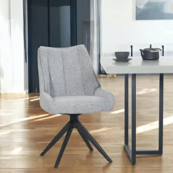 Chaise grise pivotante en velours texturé (lot de 2) IENA