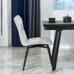 Chaise grise pivotante en velours avec passepoil (lot de 2) LOMBARDIE
