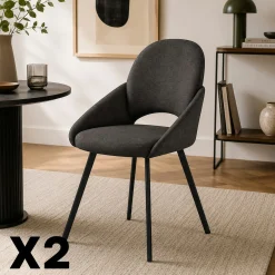 Chaise gris foncé à accoudoirs intégrés (x2) AUREN