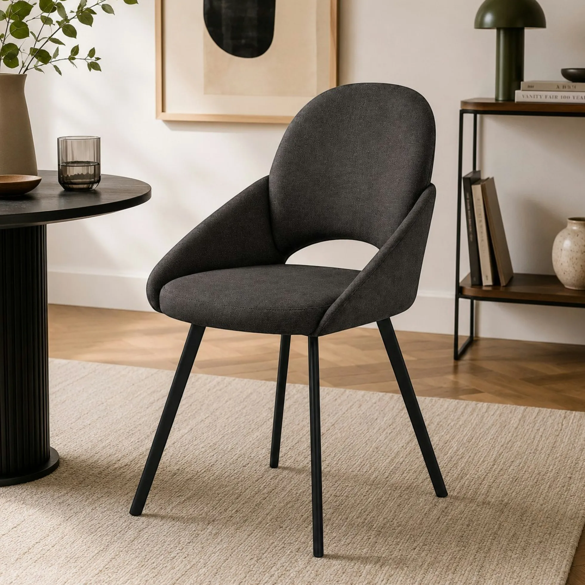 Chaise gris foncé à accoudoirs intégrés (x2) AUREN