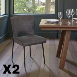 Chaise gris foncé à dos ajouré (lot de 2) OKA