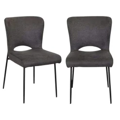 Chaise gris foncé à dos ajouré (lot de 2) OKA