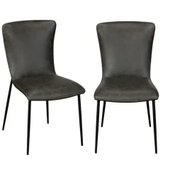 Chaise gris foncé à dossier courbe (lot de 2) OKA