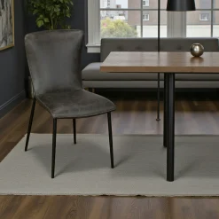 Chaise gris foncé à dossier courbe (lot de 2) OKA