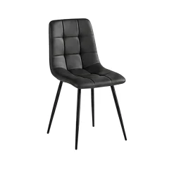 Chaise gris foncé motif damier (lot de 2) LORA