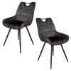 Chaise gris sombre avec poignée (lot de 2) MALMOE