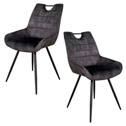Chaise gris sombre avec poignée (lot de 2) MALMOE