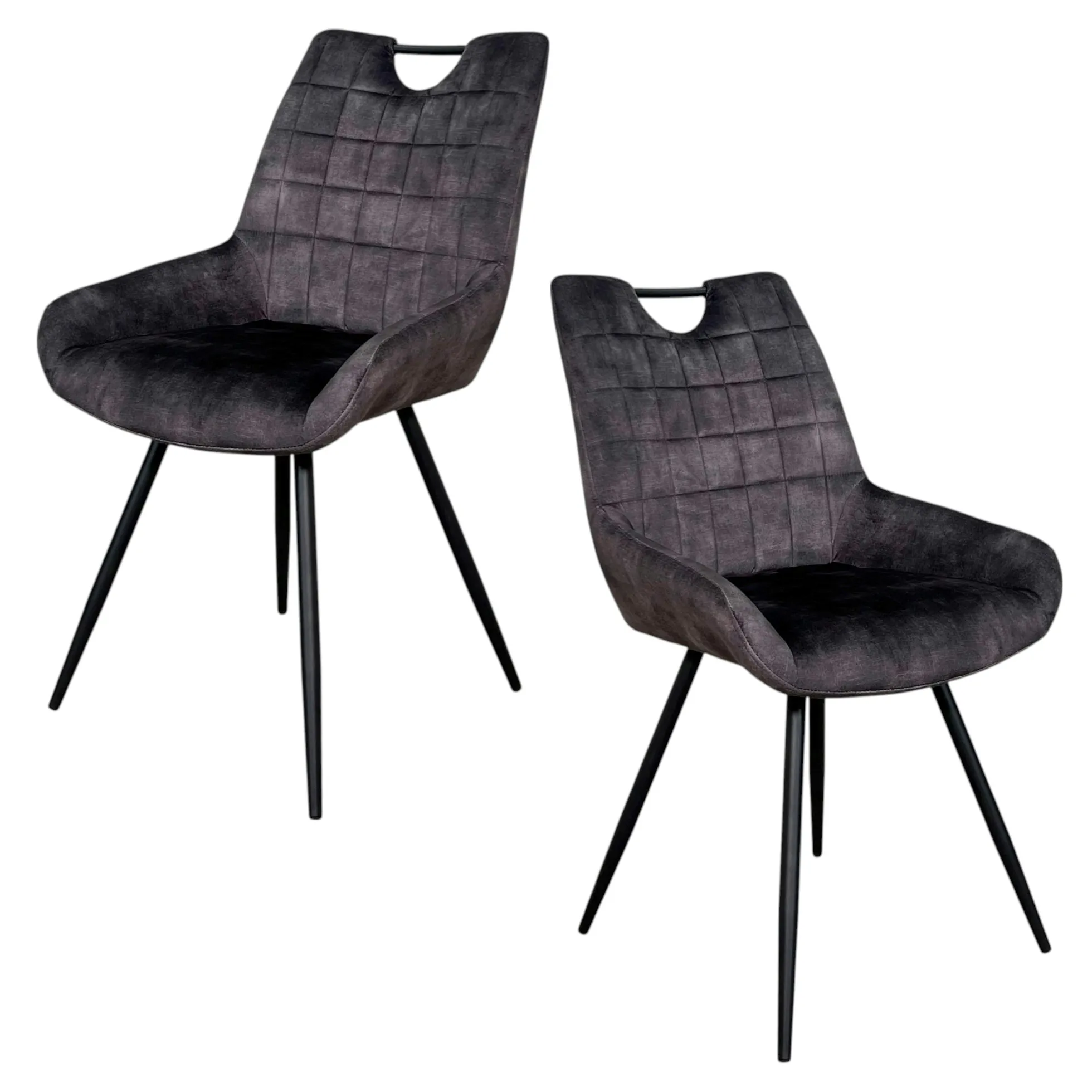 Chaise gris sombre avec poignée (lot de 2) MALMOE