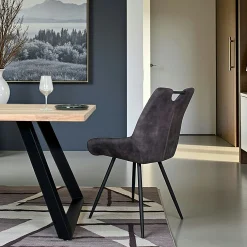 Chaise gris sombre avec poignée (lot de 2) MALMOE