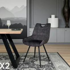 Chaise gris sombre avec poignée (lot de 2) MALMOE