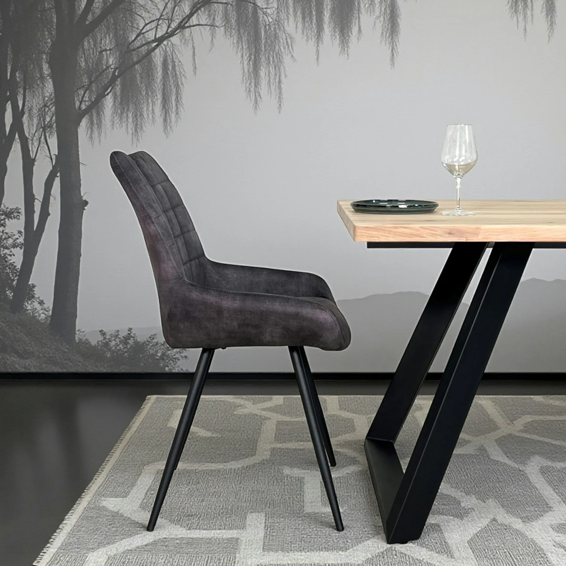 Chaise gris sombre avec poignée (lot de 2) MALMOE