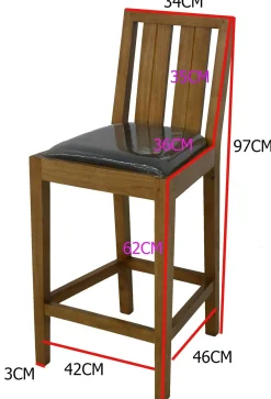 Chaise haute de bar en hévéa ATTAN
