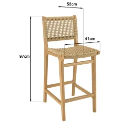 Chaise haute de jardin teck et assise tressée (lot de 2) SUMMER