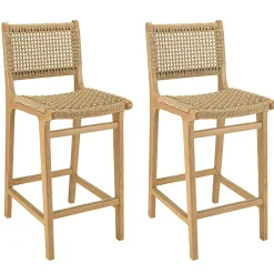 Chaise haute de jardin teck et assise tressée (lot de 2) SUMMER